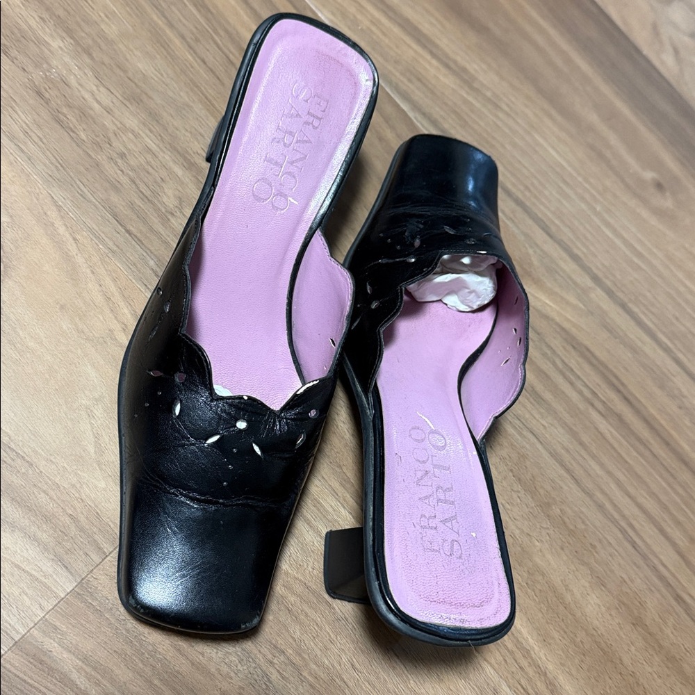 Franco Sarto Black Heeled Mules